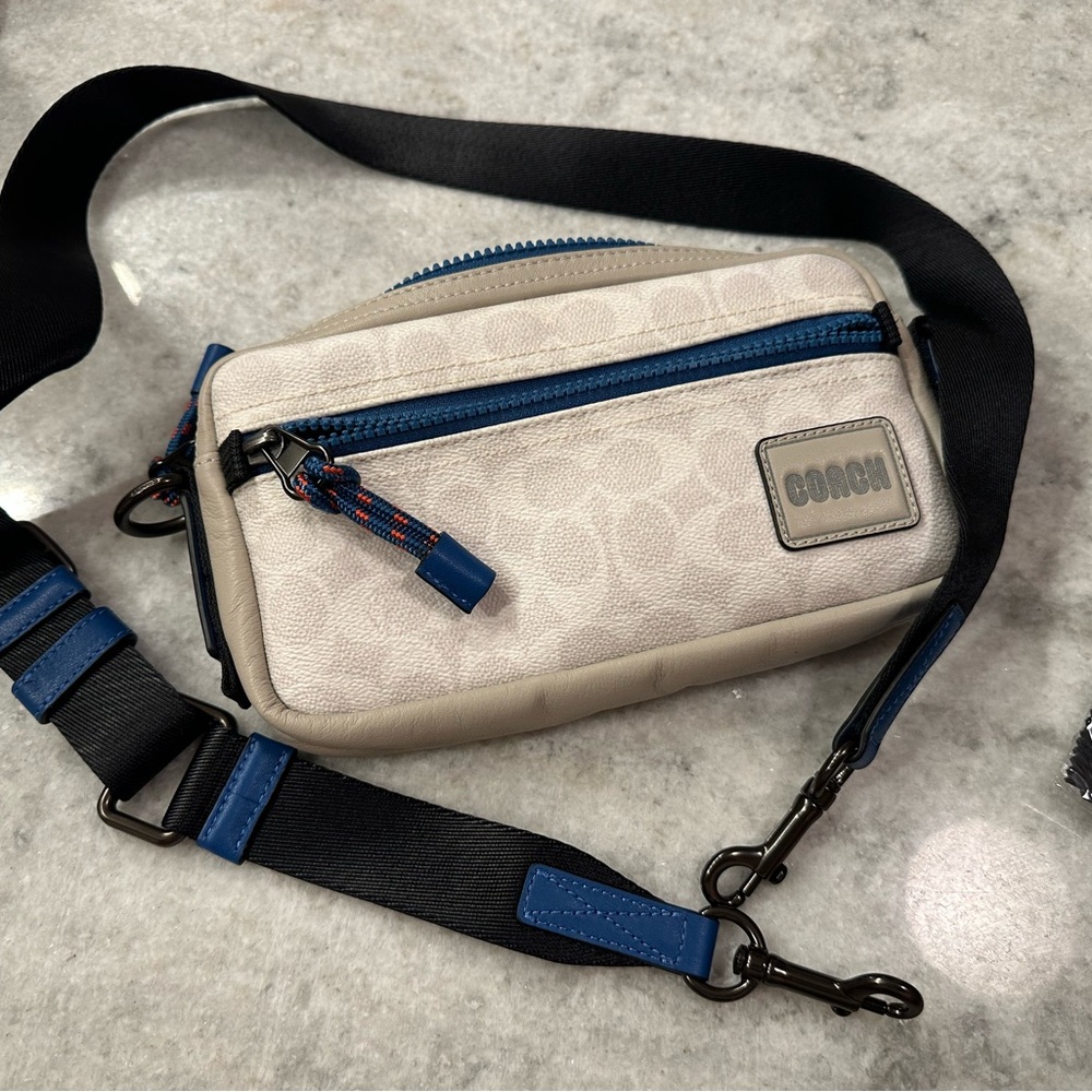 Coach Beige and Blue Men's Belt Bag
